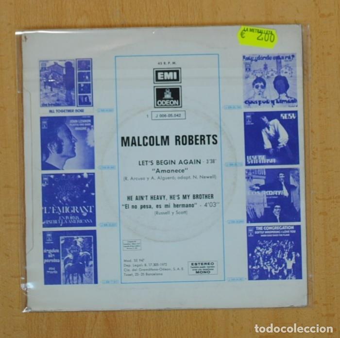 Discos de vinilo: MALCOLM ROBERTS - LET&acute;S BEGIN AGAIN / HE AIN&acute;T HE&acute;S MY BROTHER - SINGLE - Foto 3