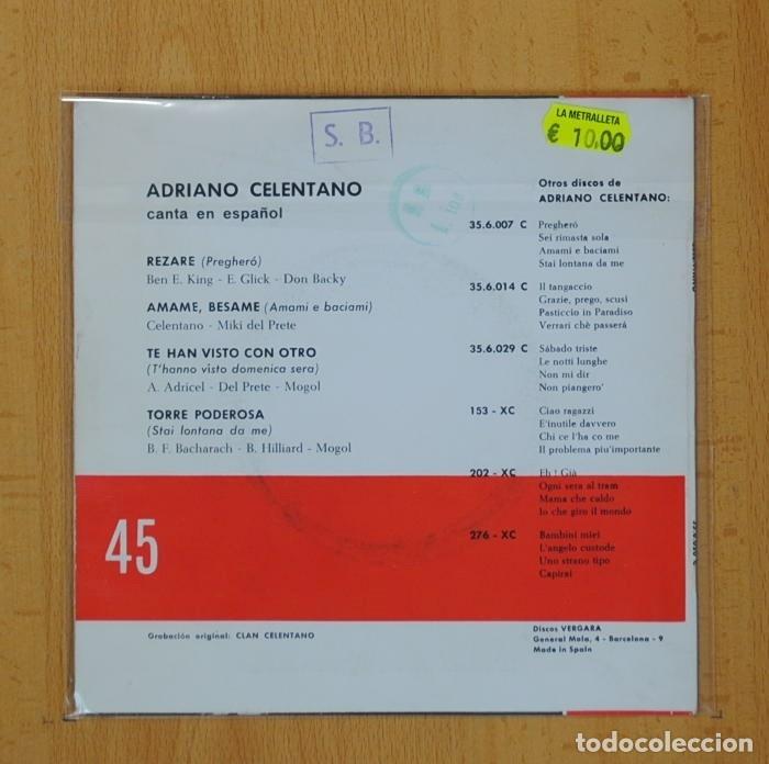 Discos de vinilo: ADRIANO CELENTANO - REZARE + 3 - EP - Foto 2