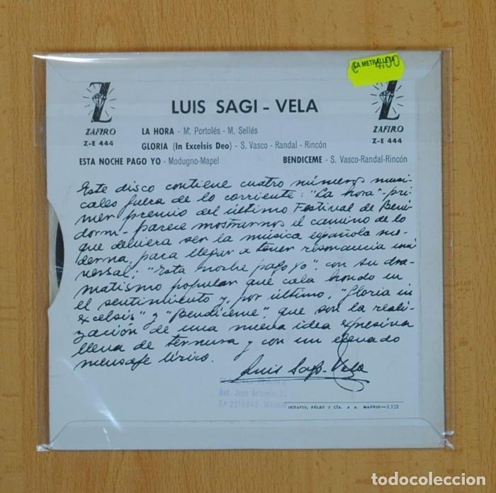 Discos de vinilo: LUIS SAGI-VELA - GLORIA + 3 - EP - Foto 3