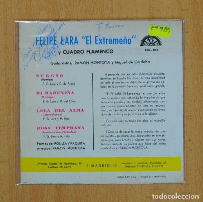 Discos de vinilo: FELIPE LARA EL EXTREME&Ntilde;O - SURGIO + 3 - EP - Foto 3