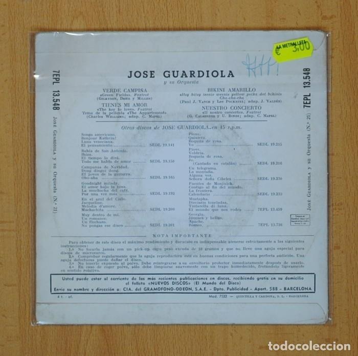 Discos de vinilo: JOSE GUARDIOLA - VERDE CAMPI&Ntilde;A + 3 - EP - Foto 3