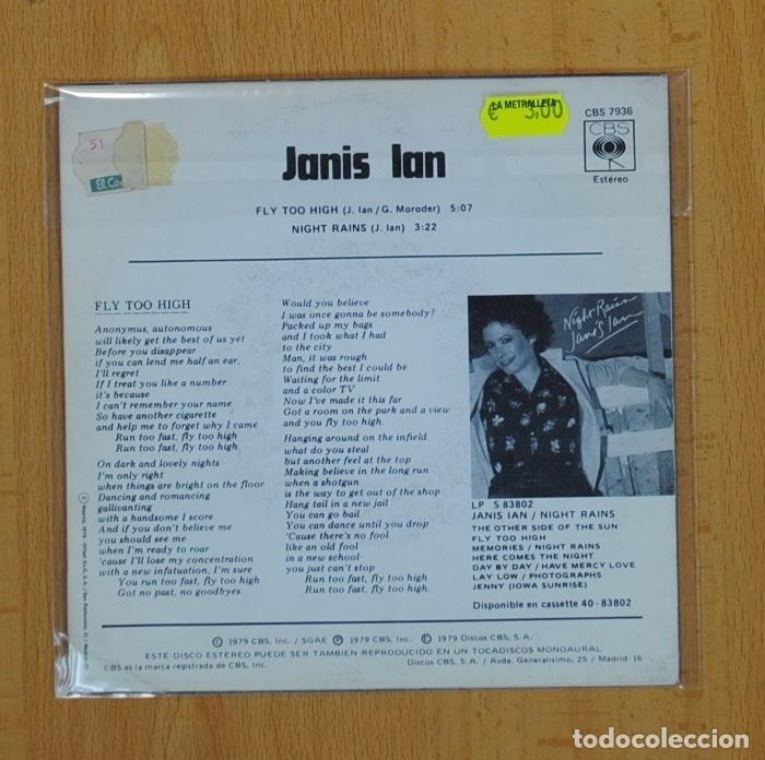 Discos de vinilo: JANIS IAN - FLY TOO HIGH / NIGHT RAINS - SINGLE - Foto 3