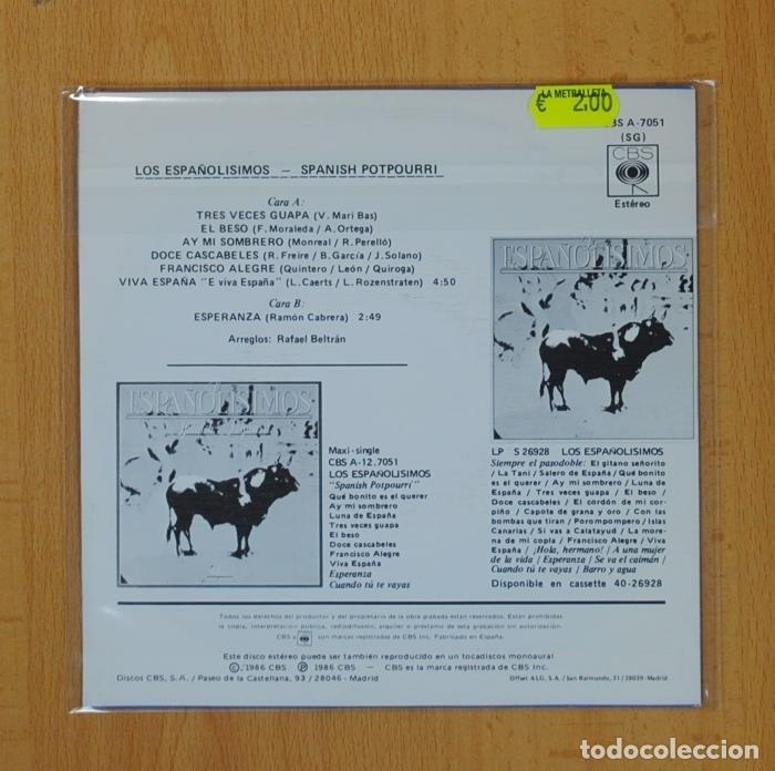 Discos de vinilo: LOS ESPA&Ntilde;OLISIMOS - SPANISH PUPURRI / ESPERANZA - SINGLE - Foto 3