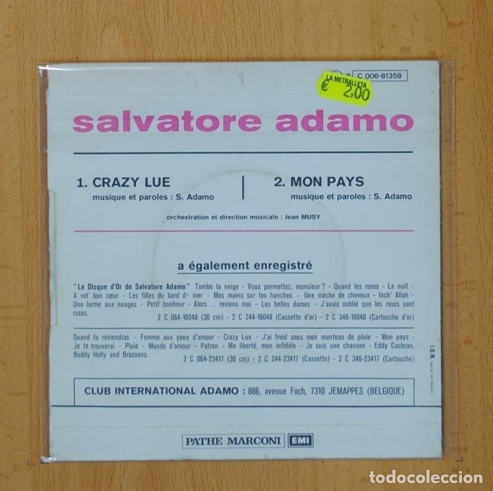 Discos de vinilo: ADAMO - CRAZY LUE / MON PAYS - SINGLE - Foto 3