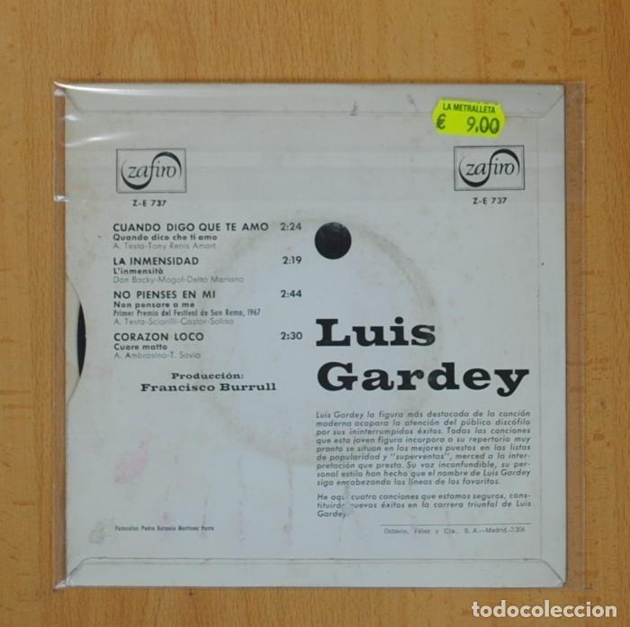 Discos de vinilo: LUIS GARDEY - CUANDO DIGO QUE TE AMO + 3 - EP - Foto 3