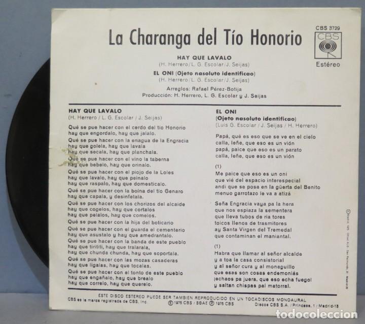 Discos de vinilo: SINGLE. LA CHARANGA DEL TIO HONORIO - Foto 2