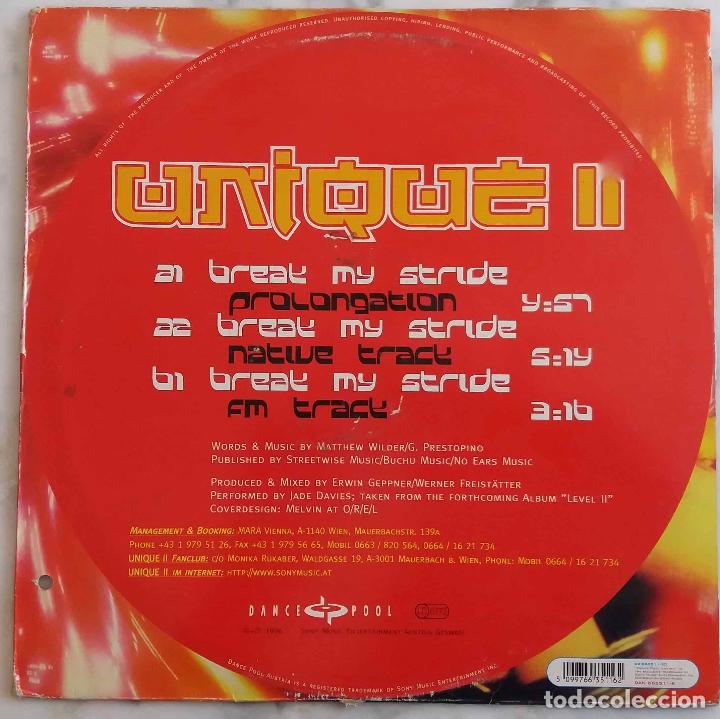 Discos de vinilo: UNIQUE II, BREAK MY STRIDE. MAXI SINGLE AUSTRIA 3 TEMAS - Foto 2