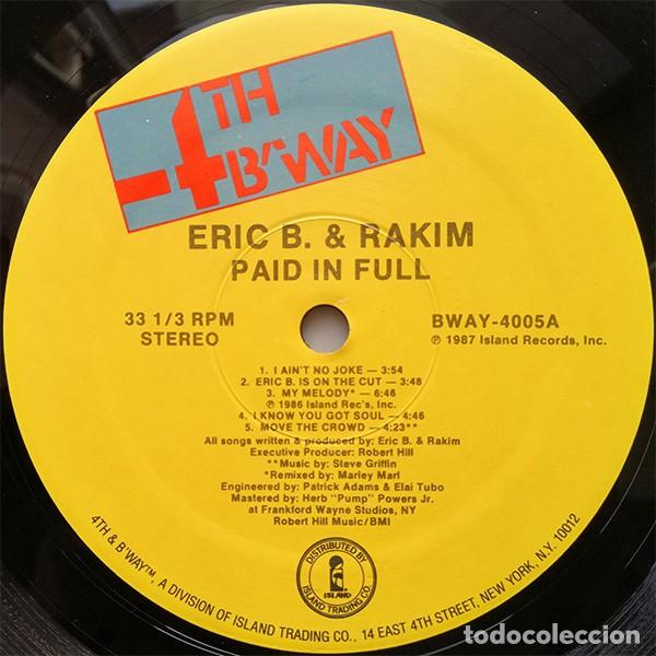Discos de vinilo: Eric B. & Rakim &lrm;&ndash; Paid In Full -LP- - Foto 3
