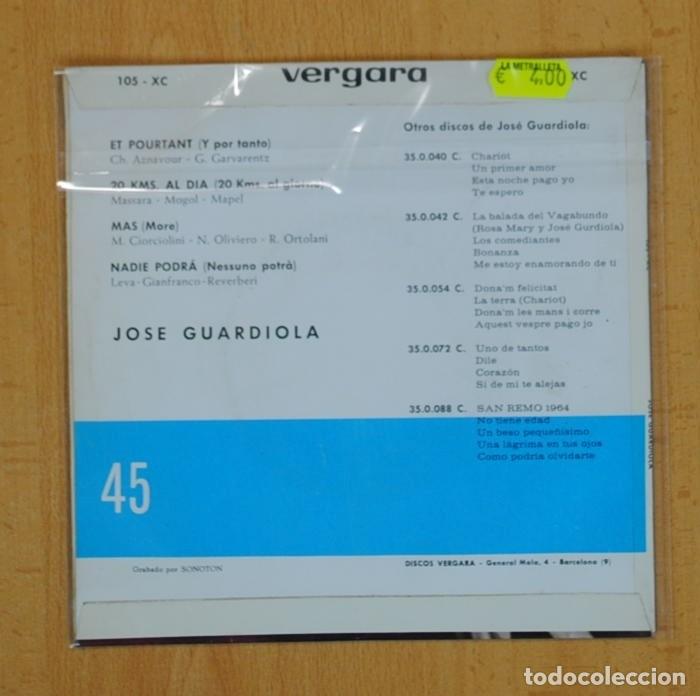 Discos de vinilo: JOSE GUARDIOLA - ET POURTANT + 3 - EP - Foto 3