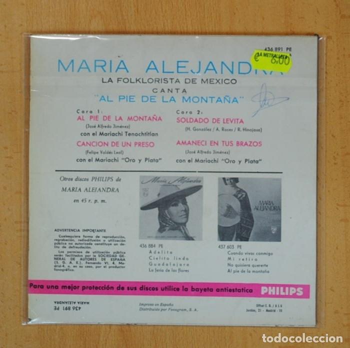Discos de vinilo: MARIA ALEJANDRA - AL PIE DE LA MONTA&Ntilde;A + 3 - EP - Foto 3