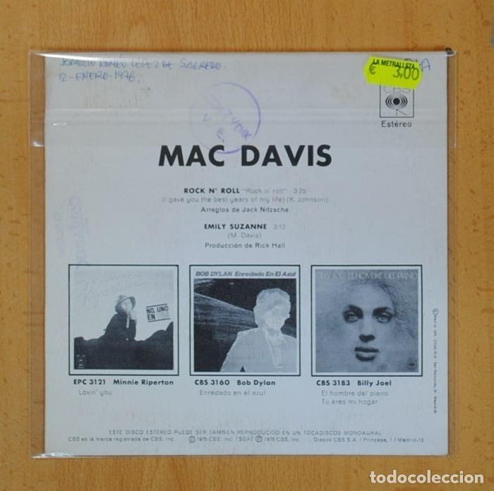 Discos de vinilo: MAC DAVIS - ROCK N&acute;ROLL / EMILY SUZANNE - SINGLE - Foto 3