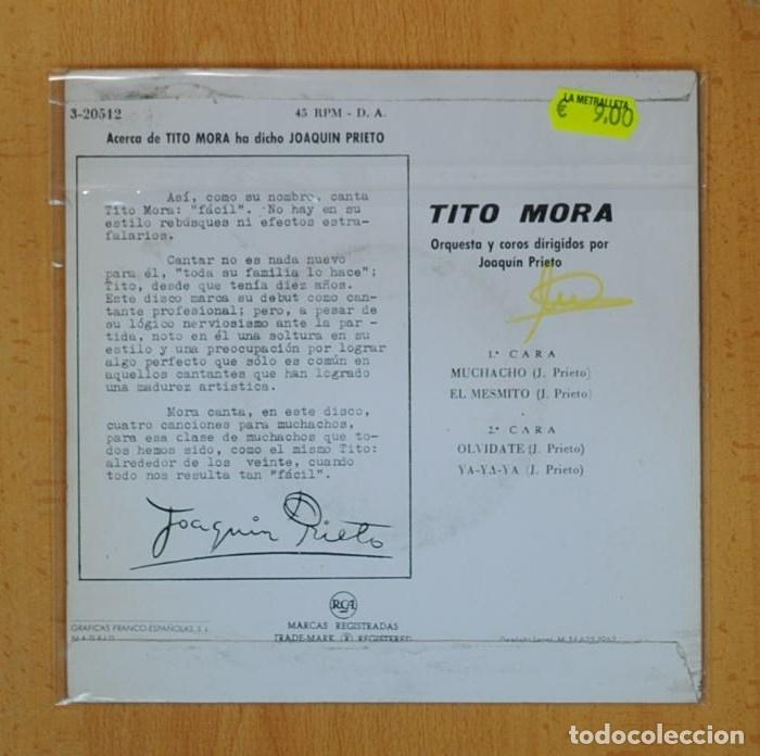 Discos de vinilo: TITO MORA - MUCHACHO + 3 - EP - Foto 3
