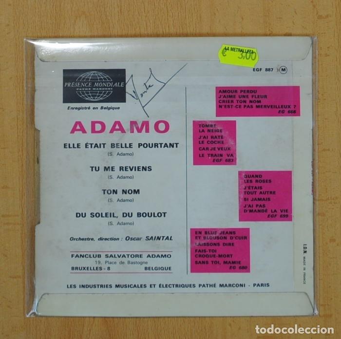 Discos de vinilo: ADAMO - ELLE ETAIT BELLE + 3 - EP - Foto 3