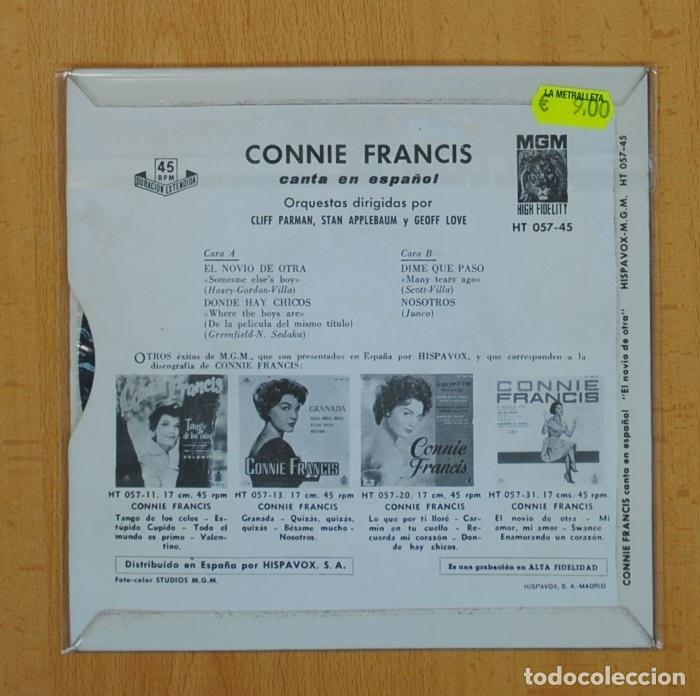 Discos de vinilo: CONNIE FRANCIS - EL NOVIO DE OTRA + 3 - EP - Foto 2