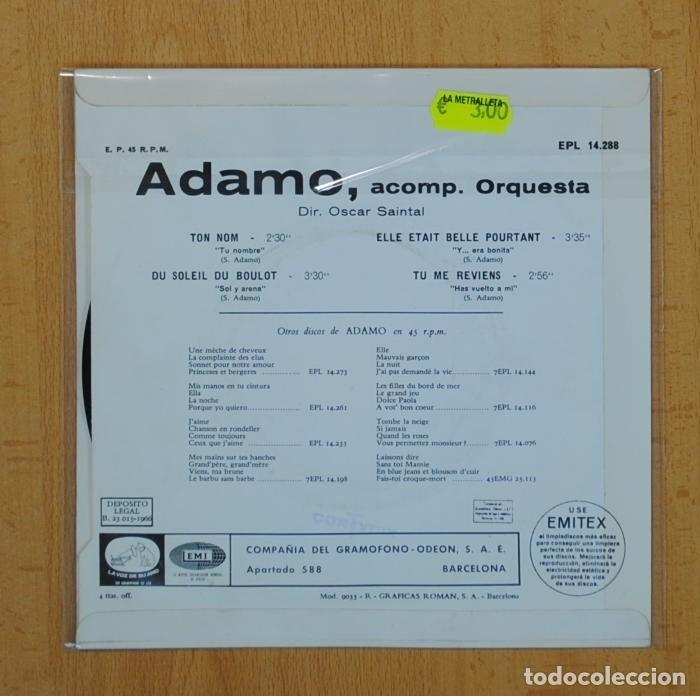 Discos de vinilo: ADAMO - TON NOM + 3 - EP - Foto 3