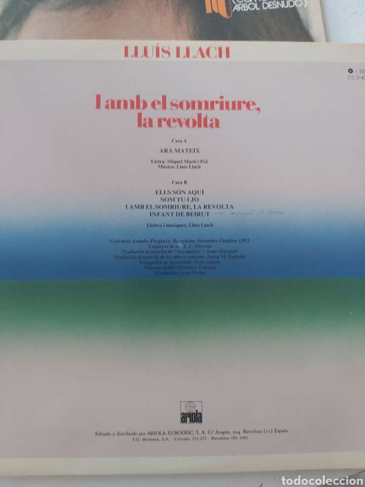 Discos de vinilo: LLUIS LLACH. LAMB EL SOMRIURE, LA REVOLTA - Foto 4