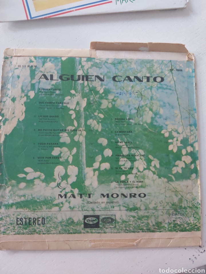 Discos de vinilo: ALGUIEN CANT&Oacute;. MATT MONRO. - Foto 2