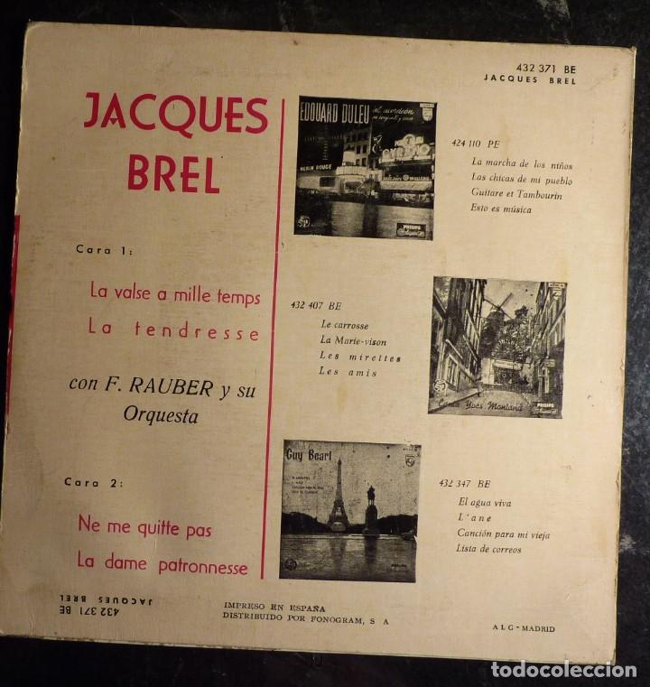 Discos de vinilo: JACQUES BREL // LA VALSE A MILLE TEMPS+3// 1962 // EP - Foto 2
