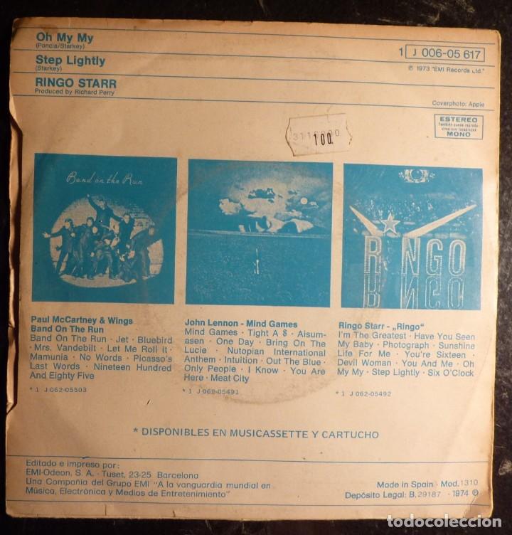 Discos de vinilo: RINGO STARR // OH MY MY // 1974 // SINGLE - Foto 2