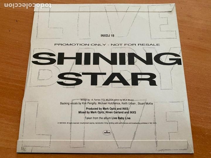 Discos de vinilo: INXS (SHINNING STAR) SINGLE PROMO 1991 (EPI22) - Foto 3