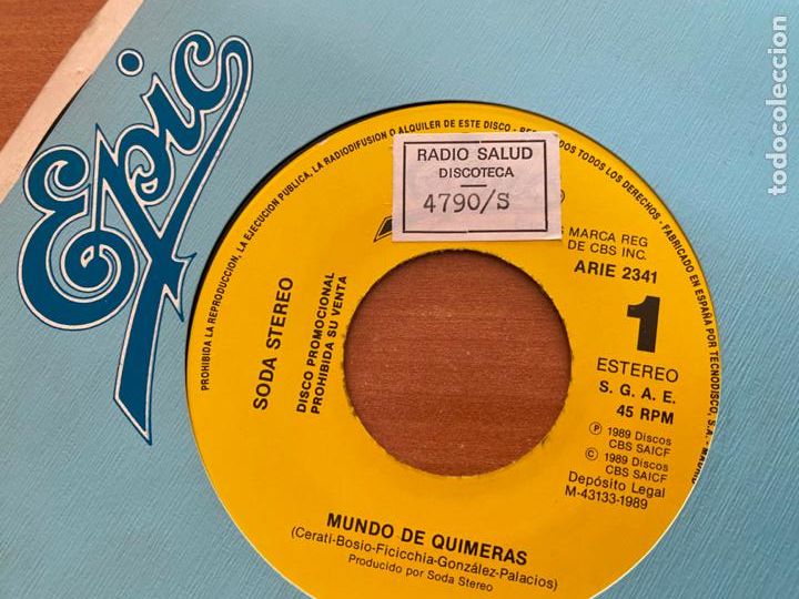 Disques de vinyle: SODA ESTEREO (MUNDO DE QUIMERAS) SINGLE PROMO 1989 (EPI22)