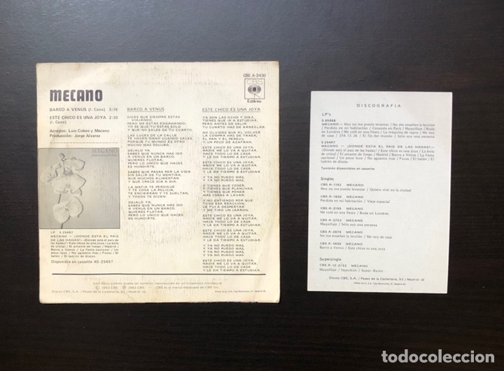 Discos de vinilo: Mecano Single Barco a Venus y postal - Foto 3