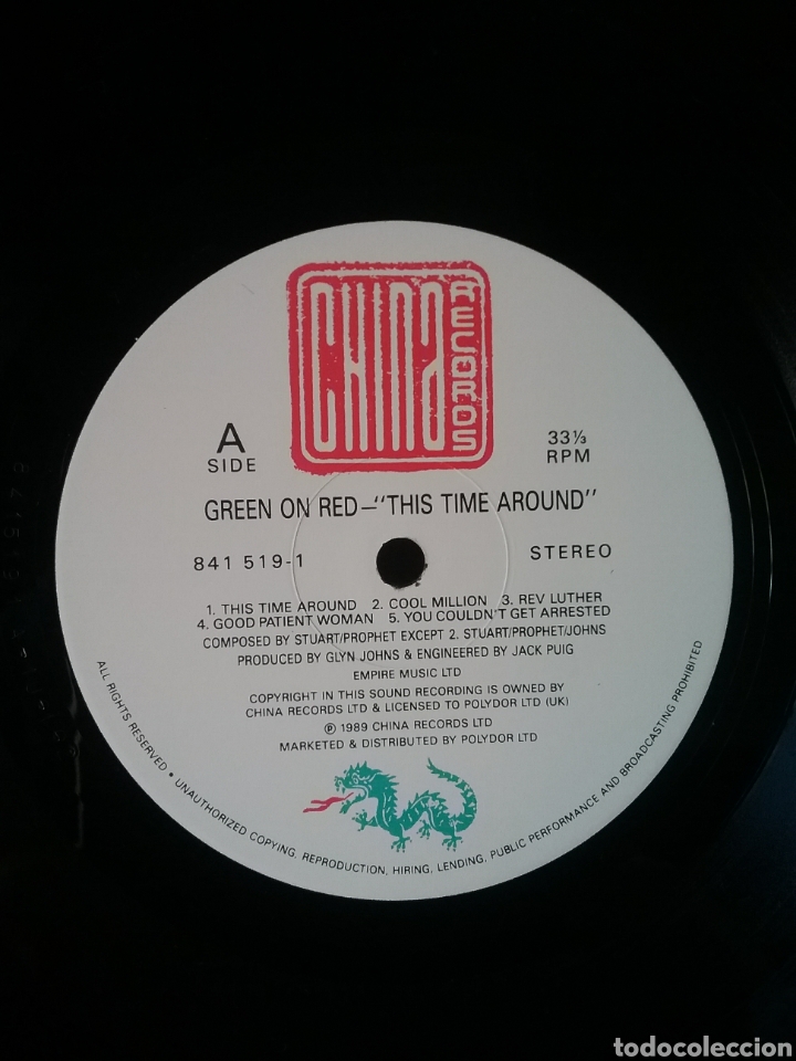 Discos de vinilo: GREEN ON RED 1989 China Records - Foto 3
