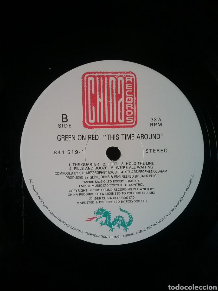Discos de vinilo: GREEN ON RED 1989 China Records - Foto 4