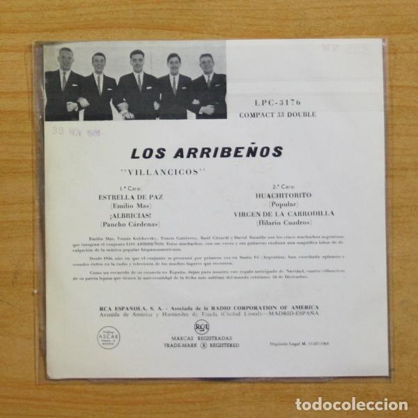 Discos de vinilo: LOS ARRIBE&Ntilde;OS - ESTRELLA DE PAZ + 3 - EP - Foto 3