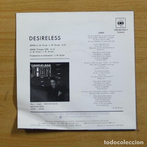 Discos de vinilo: DESIRELESS - JOHN - SINGLE - Foto 3