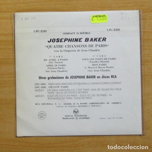 Discos de vinilo: JOSEPHINE BAKER - EN AVRIL A PARIS + 3 - EP - Foto 3