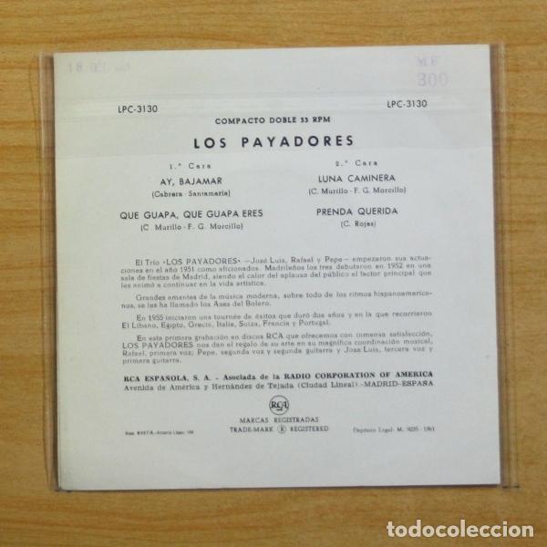 Discos de vinilo: LOS PAYADORES - AY, BAJAMAR + 3 - EP - Foto 3
