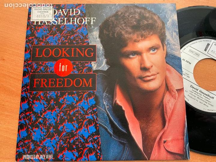 Discos de vinilo: DAVID HASSELHOFF (LOOKING FOR FREEDOM) SINGLE ESPA&Ntilde;A 1988 (EPI22) - Foto 1