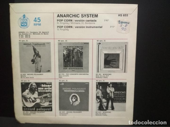 Discos de vinilo: ANARCHIC SYSTEM - POP CORN VERSION CANTADA + VERSION INSTRUMENTAL SINGLE 1972 SPAIN PEPETO - Foto 2