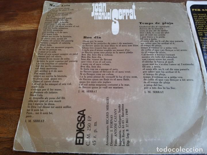 Discos de vinilo: joan manuel serrat - per sant joan, mare lola - 2 singles original edigsa 1968/69 - Foto 3 - 251258775