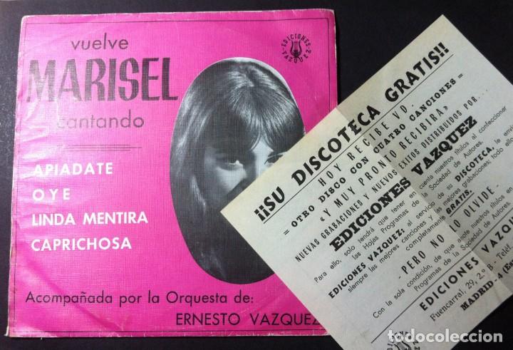 Discos de vinilo: MARISEL - Apiadate - EP PROMOCIONAL CON HOJA - EDICIONES VAZQUEZ - Foto 1