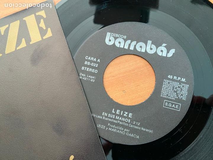 Discos de vinilo: LEIZE (EN SUS MANOS) SINGLE ESPA&Ntilde;A 1993 (EPI22) - Foto 2