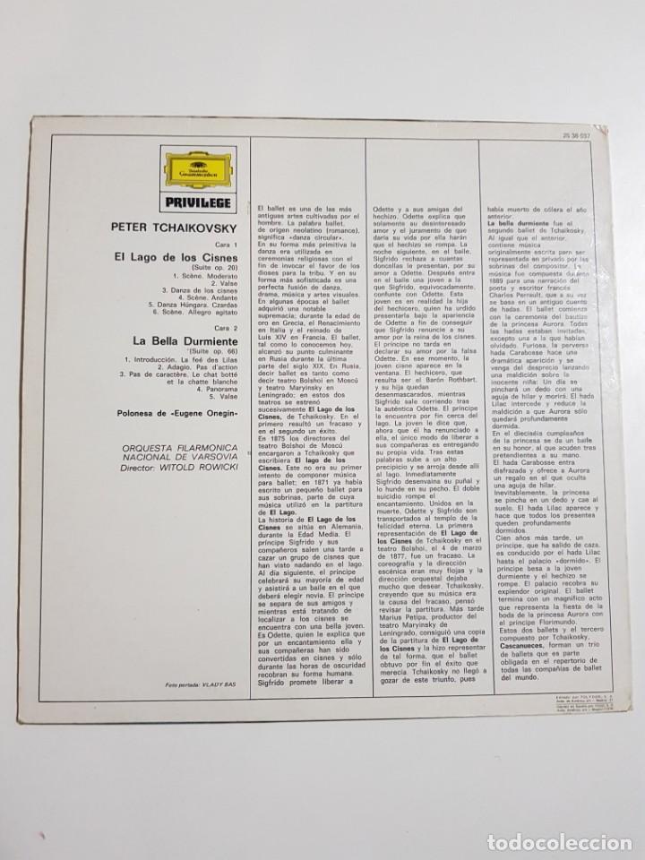 Discos de vinilo: DISCO DE VINILO. TCHAIKOVSKY. EL LAGO DE LOS CISNES. LA BELLA DURMIENTE - Foto 2