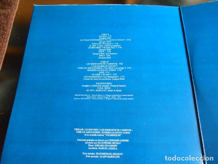 Discos de vinilo: JACQUES BREL - BREL - , LP, JAURES + 11, A&Ntilde;O 1977 - Foto 2