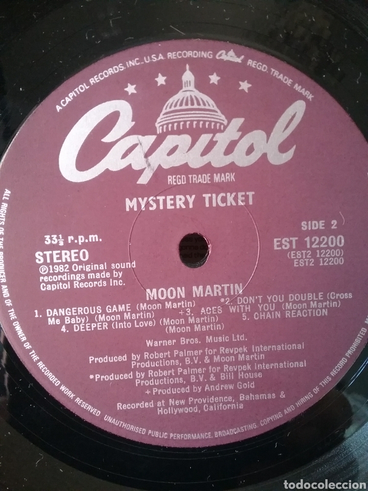 Discos de vinilo: MOON MARTIN 1982 Capitol Records - Foto 5