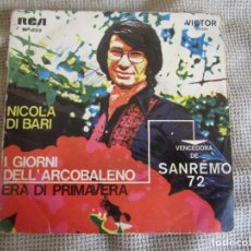 Discos de vinilo: NICOLA DI BARI - I GIORNI DELL`ARCOBALENO - EP 7” SANREMO 72 - EDITADO EN PORTUGAL. Lote 252845870