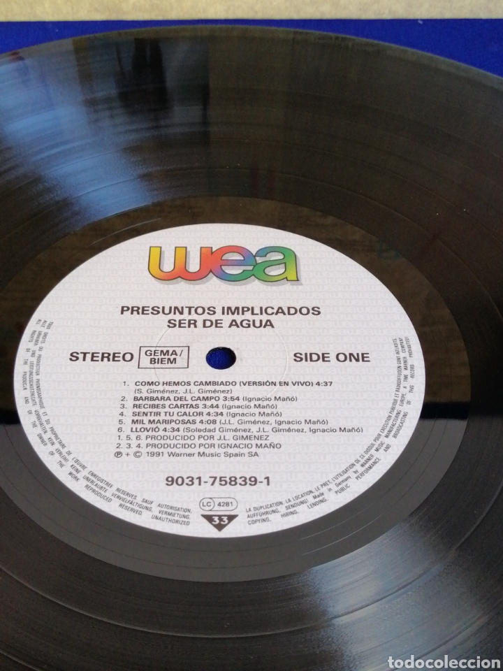 Discos de vinilo: PRESUNTOS IMPLICADOS - SER DE AGUA - Foto 8