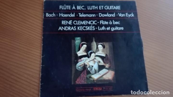Discos de vinil: Fl&ucirc;te a bec, luth et guitare LP Bach Haendel Telemann Dowland Van Eyck R. Clemencic Harmonia Mundi