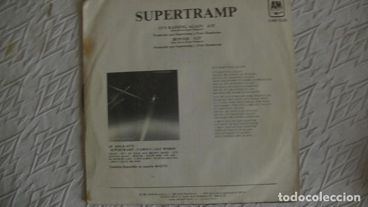 Discos de vinilo: SG Supertramp &lrm;&ndash; ...Its Raining Again... Single 1982 - Foto 2