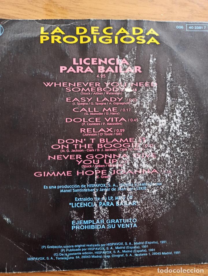 Discos de vinilo: LA DECADA PRODIGIOSA. LICENCIA PARA BAILAR - Foto 2