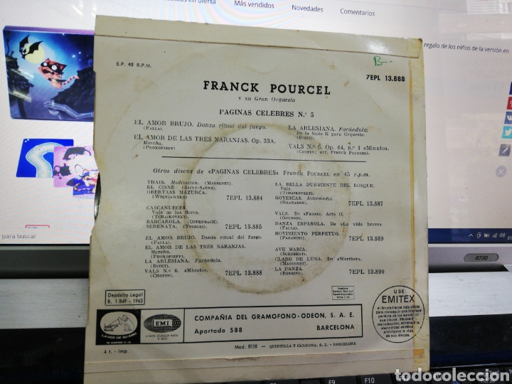 Discos de vinilo: Frank pourcel ep el amor brujo + 3 espa&ntilde;a 1963 - Foto 2