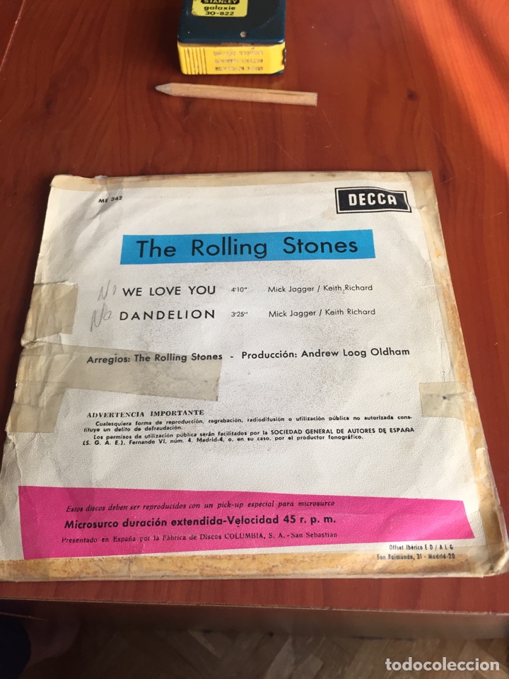 Discos de vinilo: Disco rolling stone we love you dandelion - Foto 3
