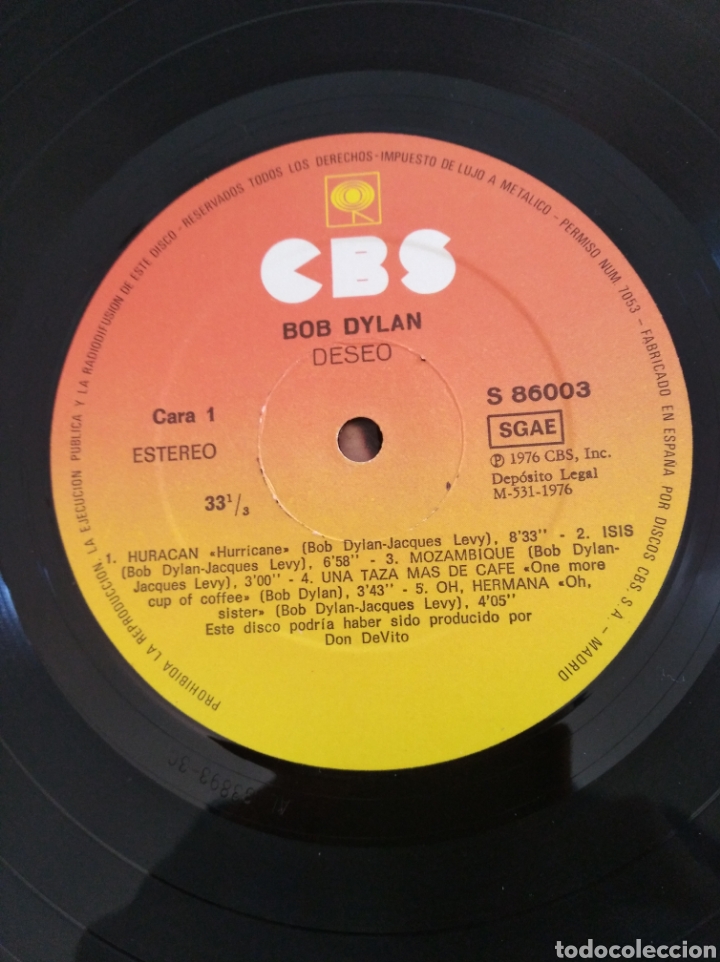 Discos de vinilo: Disco de BOB DYLAN. Desire - Foto 2