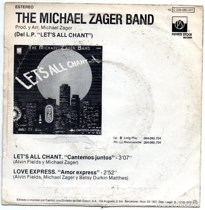 Discos de vinilo: THE MICHAEL ZAGER BAND - LET`S ALL CHAT - SINGLE - Foto 2