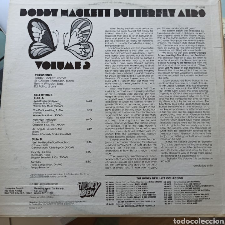 Discos de vinilo: Bobby Hackett - Butterfly Airs / Volume 2 (Honey Dew, US) - Foto 2